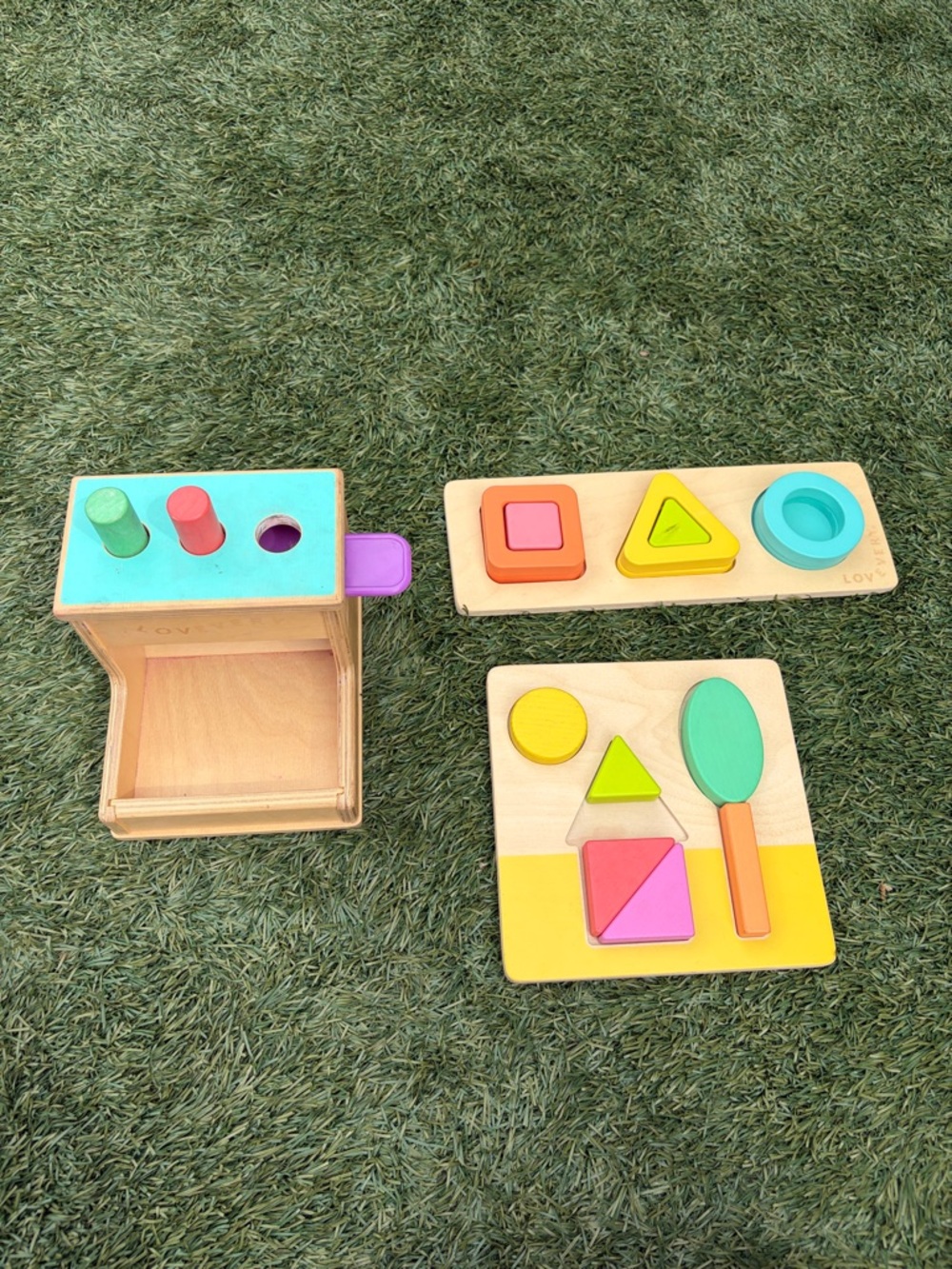 Lovevery Peg Drop Wooden Shape Sorting Toy & Puzzles- Colorful Kids Learning Toy